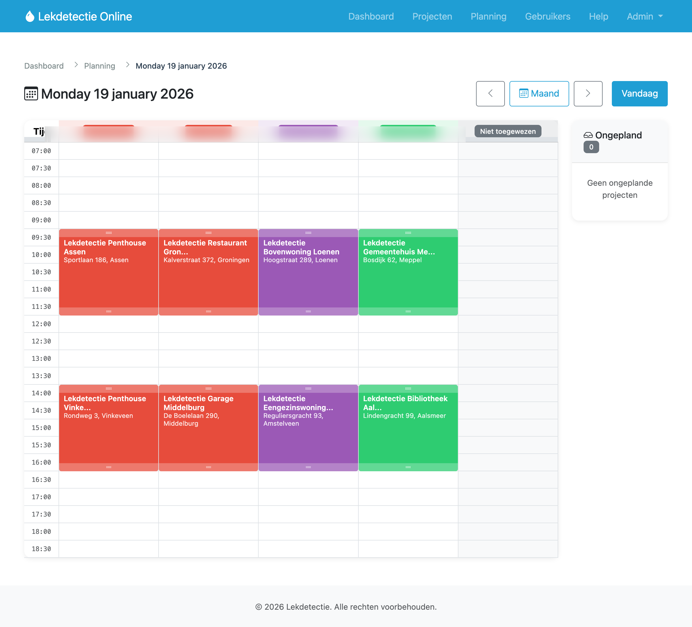 Dagplanning met drag & drop per monteur